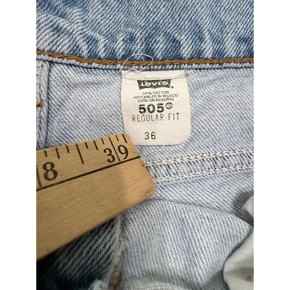 Vintage Levis 505 Orange Tab Denim Shorts Mens 36 Light Wash Regular Fit 90s